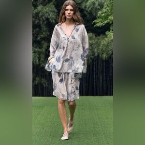 Zara Sheer Tunic and shorts Set in Blue and Gray